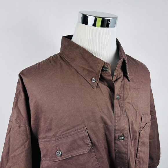 NWT DieHard 4XL Heavy Canvas Work Shirt Brown 100% Cotton Short Sleeve Button Up - Picture 1 of 5